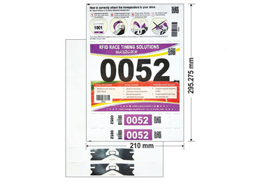 RFID Number Bib with 2 Shoe Lace tag transponders
